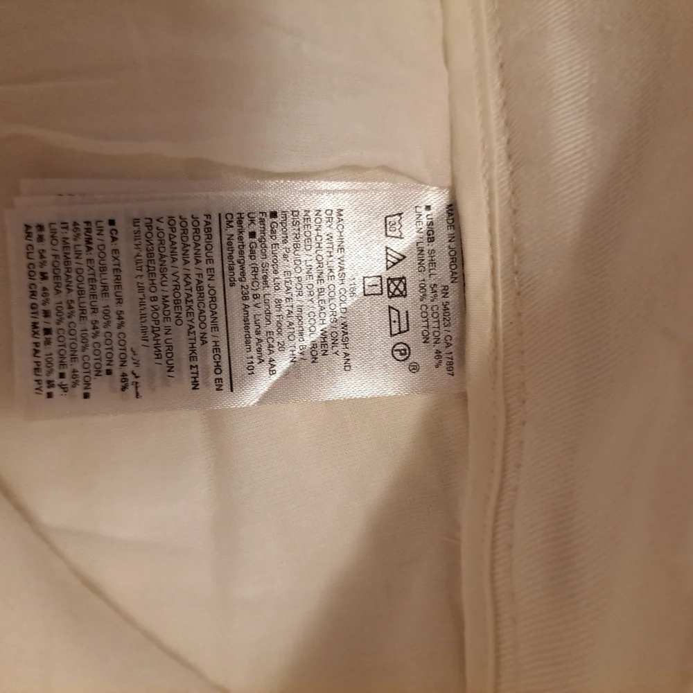 Banana Republic Cropped Pants Bone Sz 8 Cotton Linen Blend Lined EUC